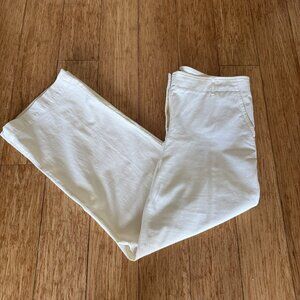 Talbots wide leg pants, mid-rise waist, off white, cotton blend, Size 16